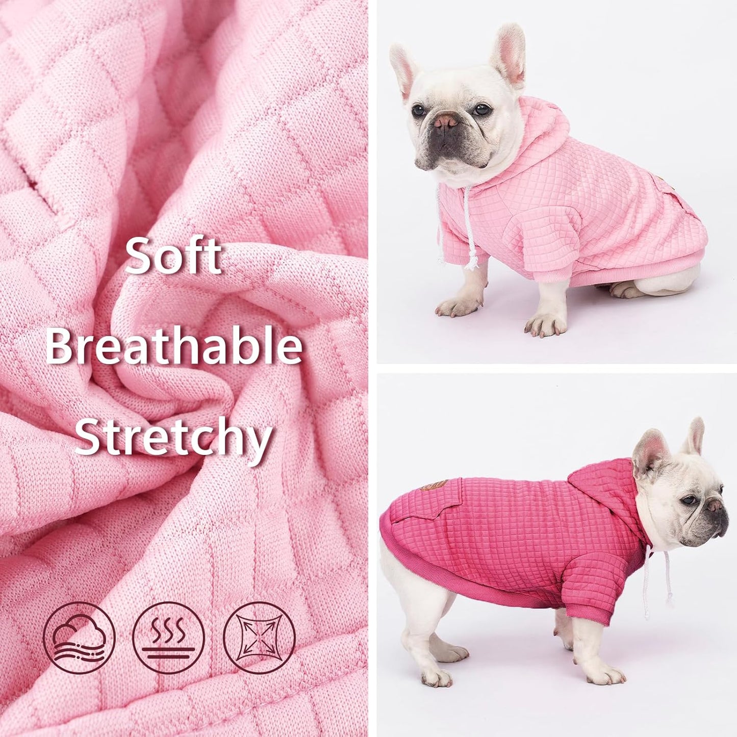 2 Pack Dog Hoodie Sweaters for Small Medium Large Dogs Winter Fall Warm Dog Clothes for Small Dogs Ultra-Soft Sweatshirt Jackets Waffle-Like Laminated Coats Bulldog Pitbull Schnauzer Cats