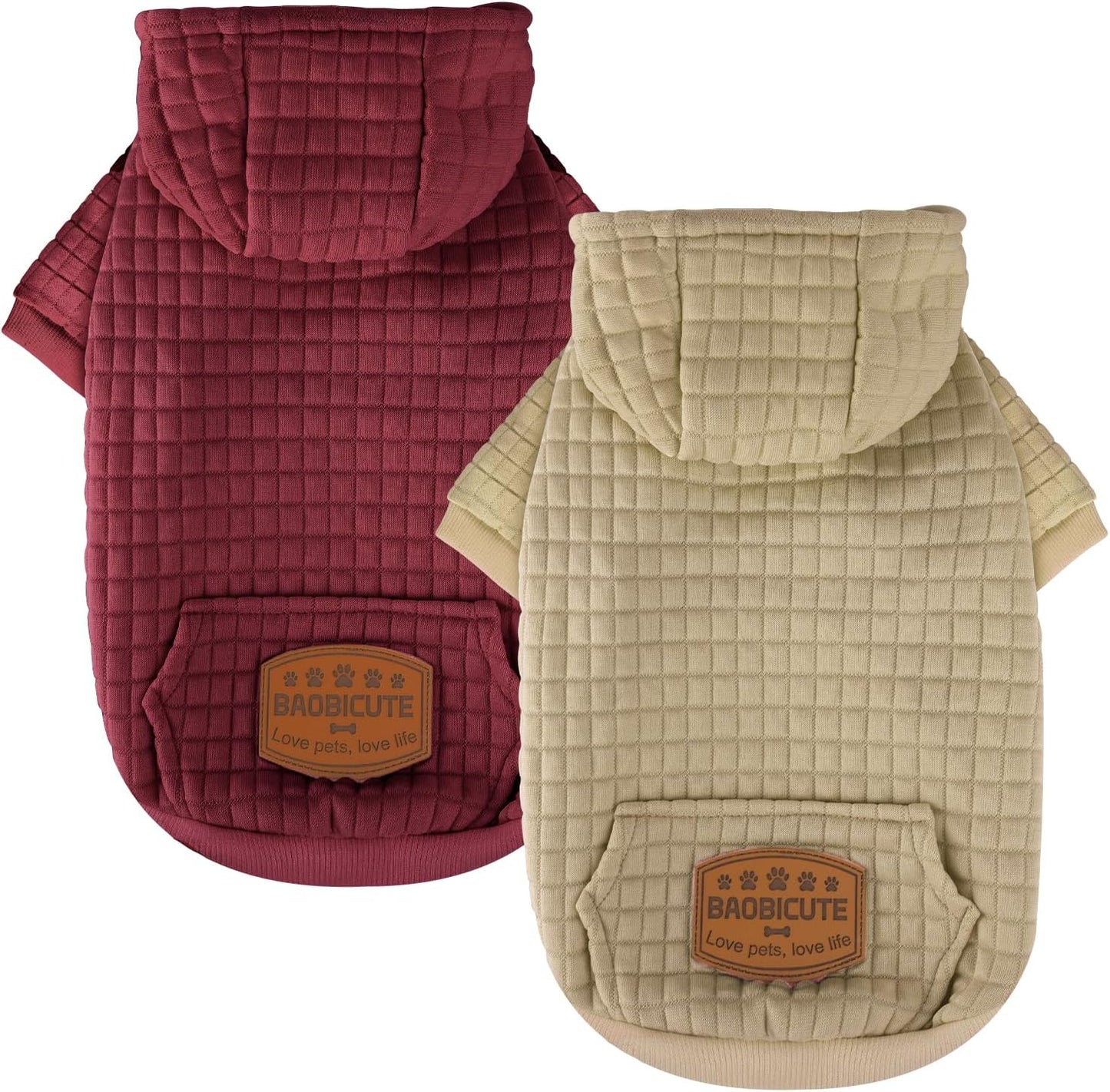 2 Pack Dog Hoodie Sweaters for Small Medium Large Dogs Winter Fall Warm Dog Clothes for Small Dogs Ultra-Soft Sweatshirt Jackets Waffle-Like Laminated Coats Bulldog Pitbull Schnauzer Cats