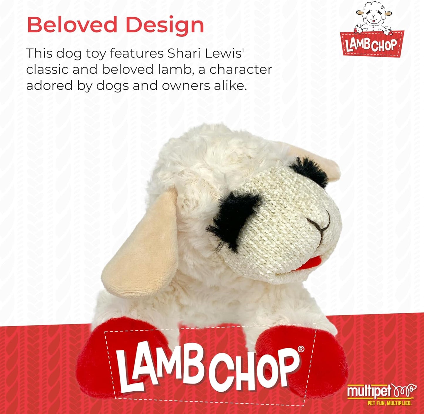 Lamb Chop Dog Plush Toy - Squeaky Dog Toy for Small & Medium Dogs - Extra Soft Plush Dog Toy - Stuffed Animal Dog Toy for Cuddling & Playing - Cute Pet Toy (10", Cream, 5 Squeakers)
