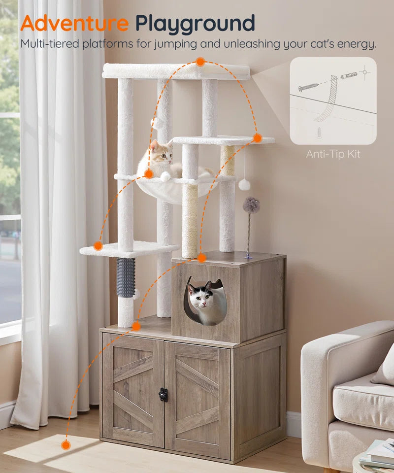 Neligh 59.4'' Tall Cat Tree with Litter Box Enclosure