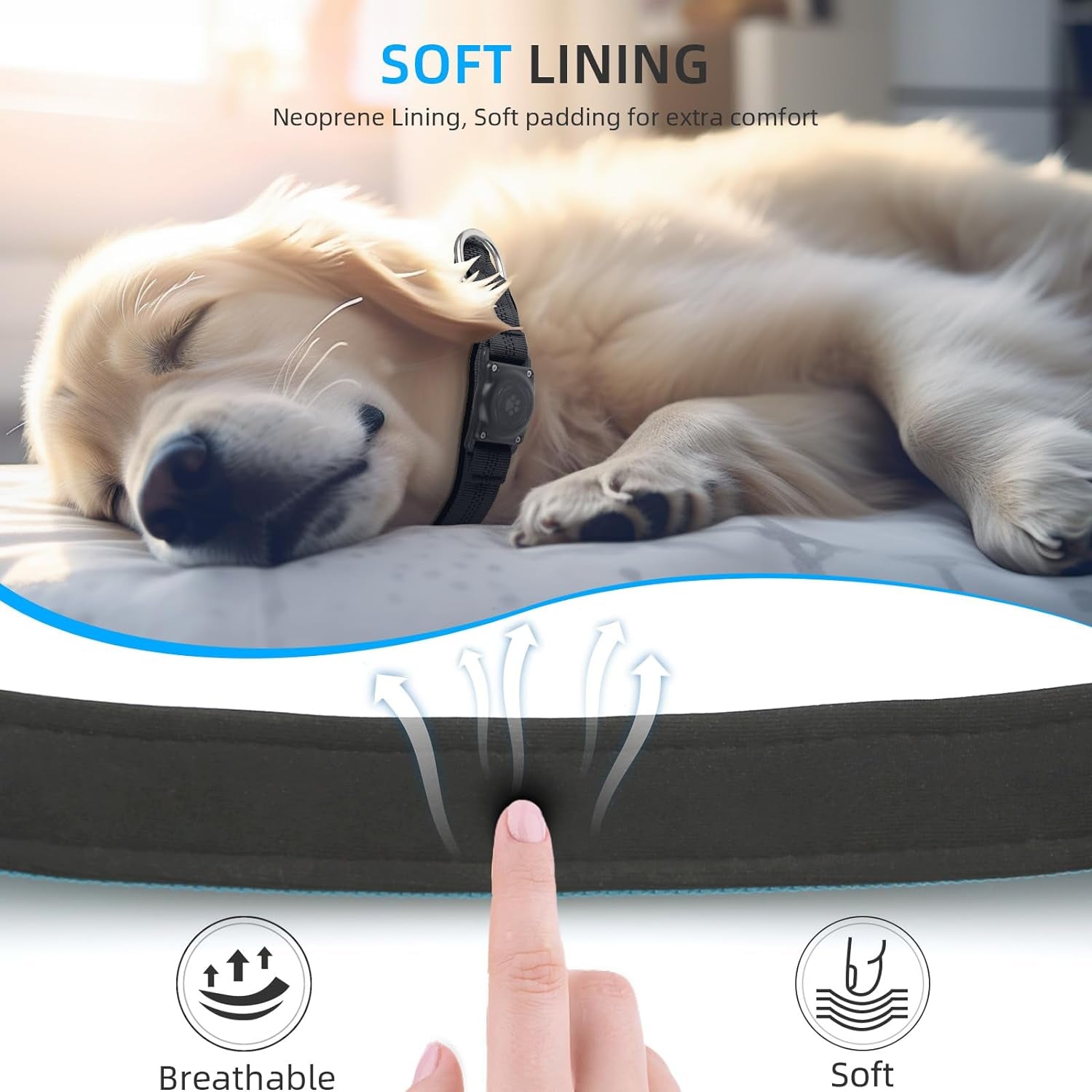 Upgraded Airtag Dog Collar, IP68 Waterproof Air Tag Dog Collar Holder, Reflective, Ultra-Durable, Comfortable Padded, Heavy Duty Dog Collars for Small Medium Large Dogs (S (10.6"-13.6"), Blue)