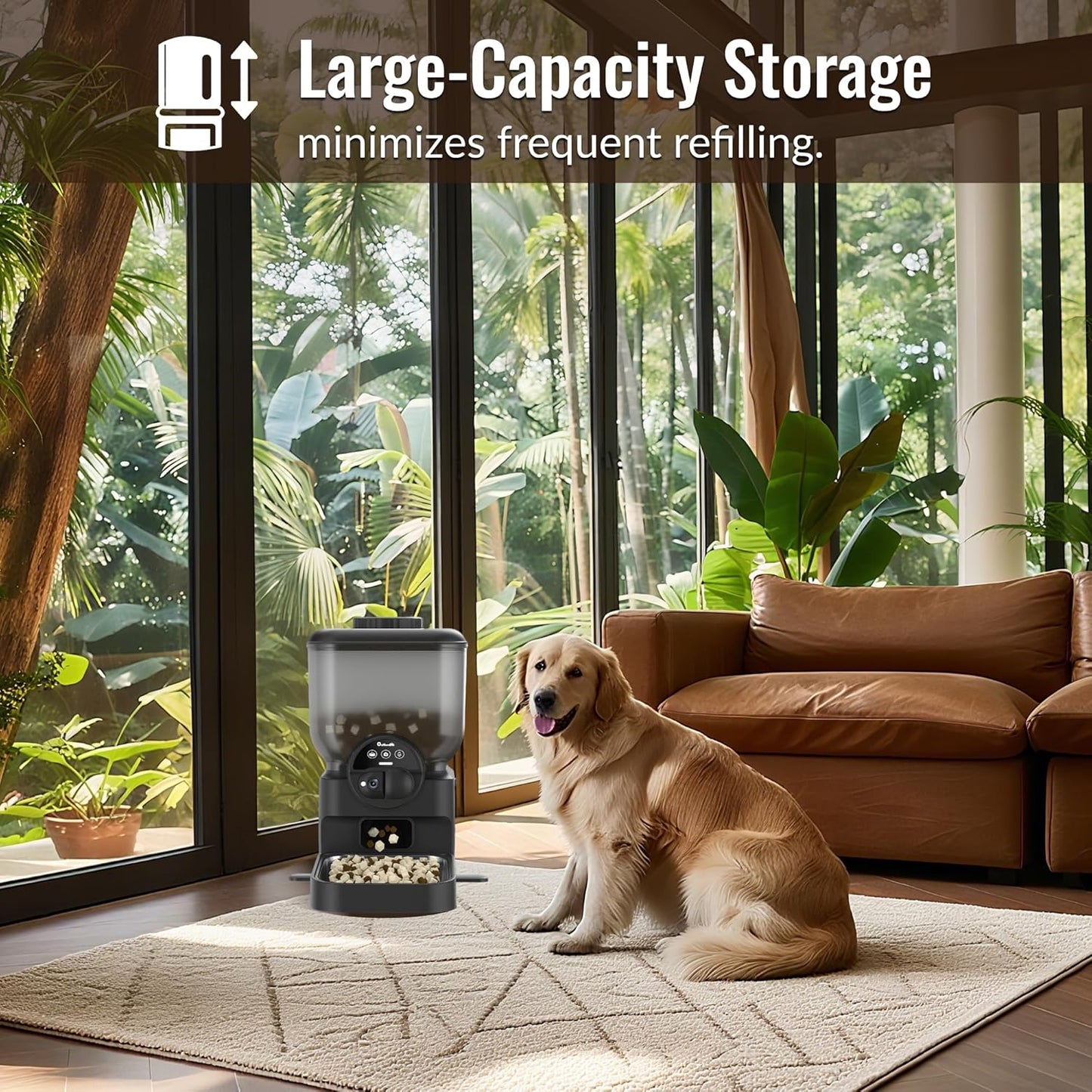 Automatic Cat and Dog Feeder - 6L Automatic Cat Food Dispenser with Camera - Wifi App Controlled Timed Smart Feeder - Dog Feeding Station with up to 15 Days of Battery Life after Power Outages