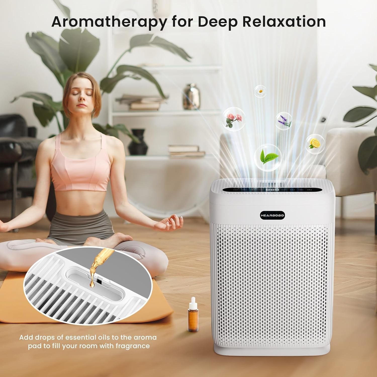 Smart Air Purifiers for Home Large Room up to 2250Sq.Ft, PM2.5 Air Quality Display, H13 HEPA Air Purifier for Home Pets, HEPA Double-Sided 8X Filters, Auto Mode Air Cleaner with Aromatherapy