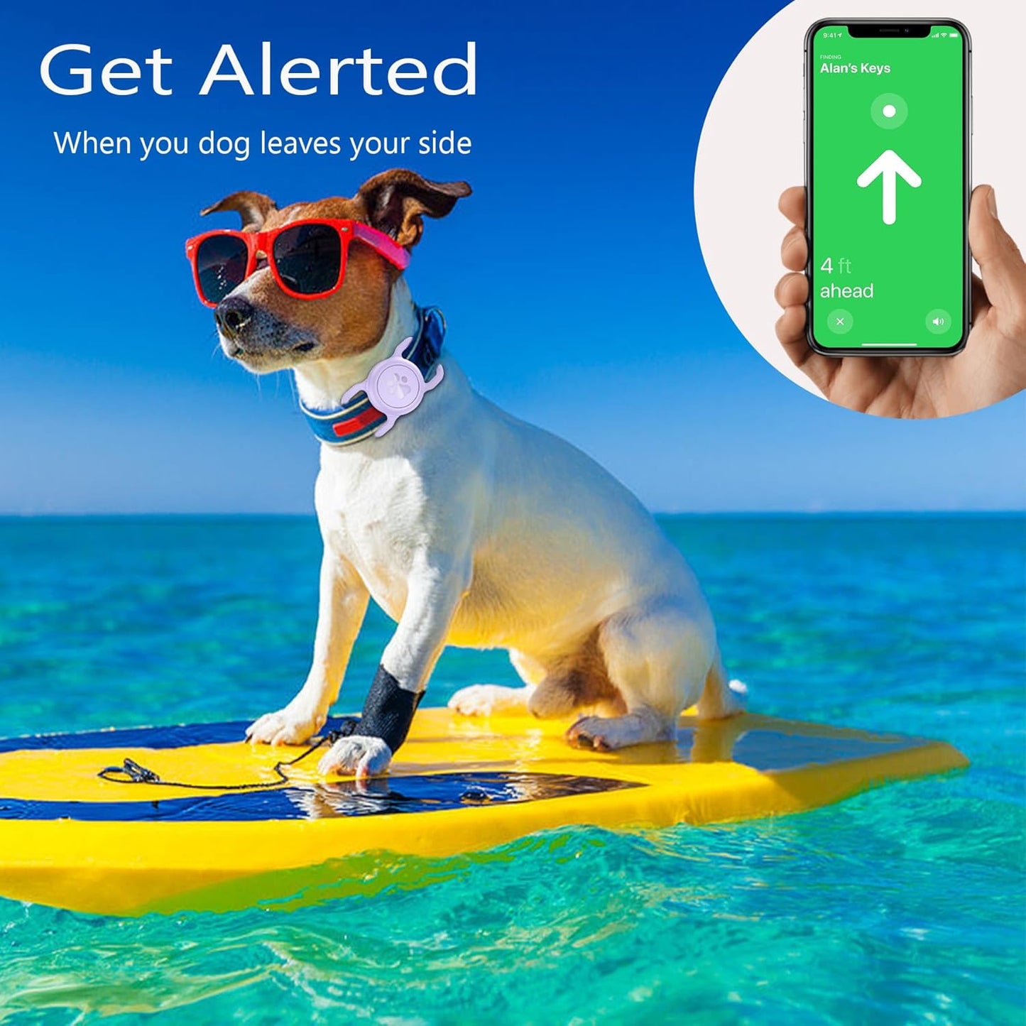 Airtag Dog Collar Holder, [1 Pack] Waterproof Airtag Collar Holder for Dog, Silicone Full Body Covered Anti-Lost Protective Apple Airtag Case for Pet Collar - Fits All Width Collars, Purple