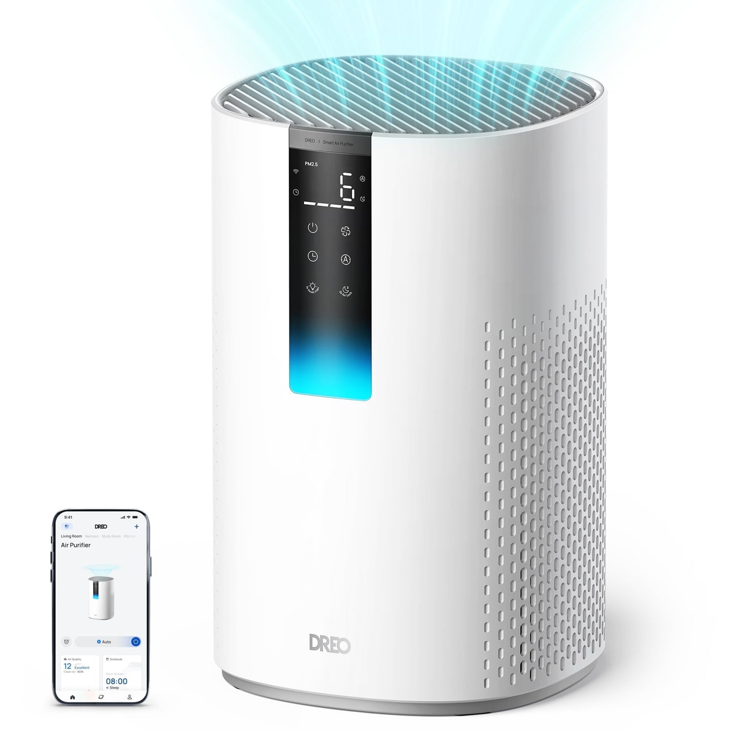 HEPA Air Purifier for Large Room up to 1600 Sq.Ft/2H, Smart Purificador for Allergies and Asthma, Remove 99.97% Pet Hair, 5-Stage Filter with PM2.5 Air Quality Display, 18W DC Motor Energy-Save