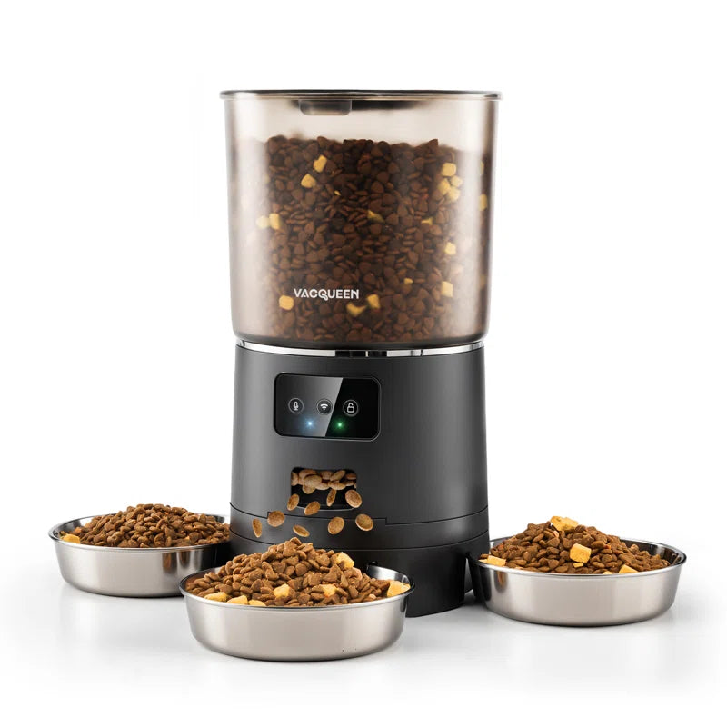 Automatic Cat Food Dispenser with 3 Bowls for 3 Cats & 6L Volum Capacity, 2.4G Wifi with APP Remote Feeding