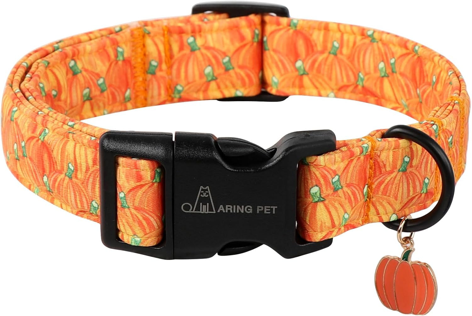 Halloween Dog Collars, Cute Gold Pumpkin Fall Pet Collar with Quick Release Buckle for Small Medium Large Girl Boy Dogs-M