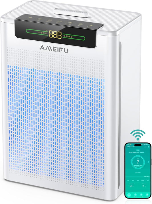Air Purifiers for Home Large Room, up to 2400 Ft² with Smart Wifi APP Control, Hepa Air Purifier with Washable Filters, PM 2.5 Display for Bedroom, Pets Hair, Pollen, Dander, Smoke