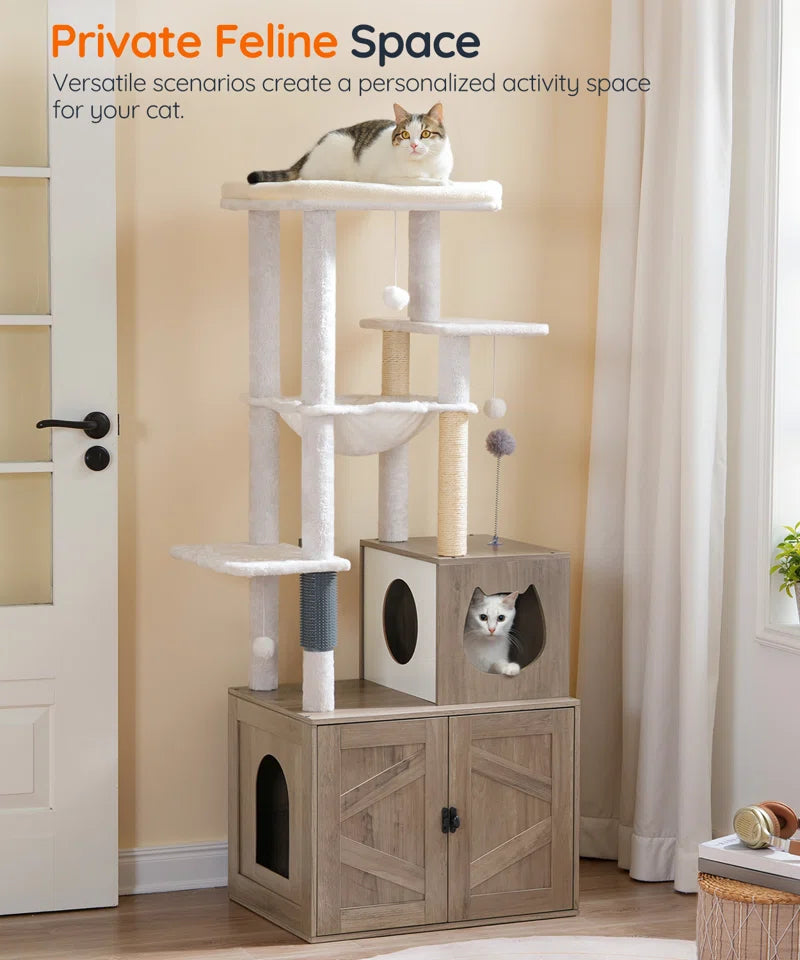 Neligh 59.4'' Tall Cat Tree with Litter Box Enclosure