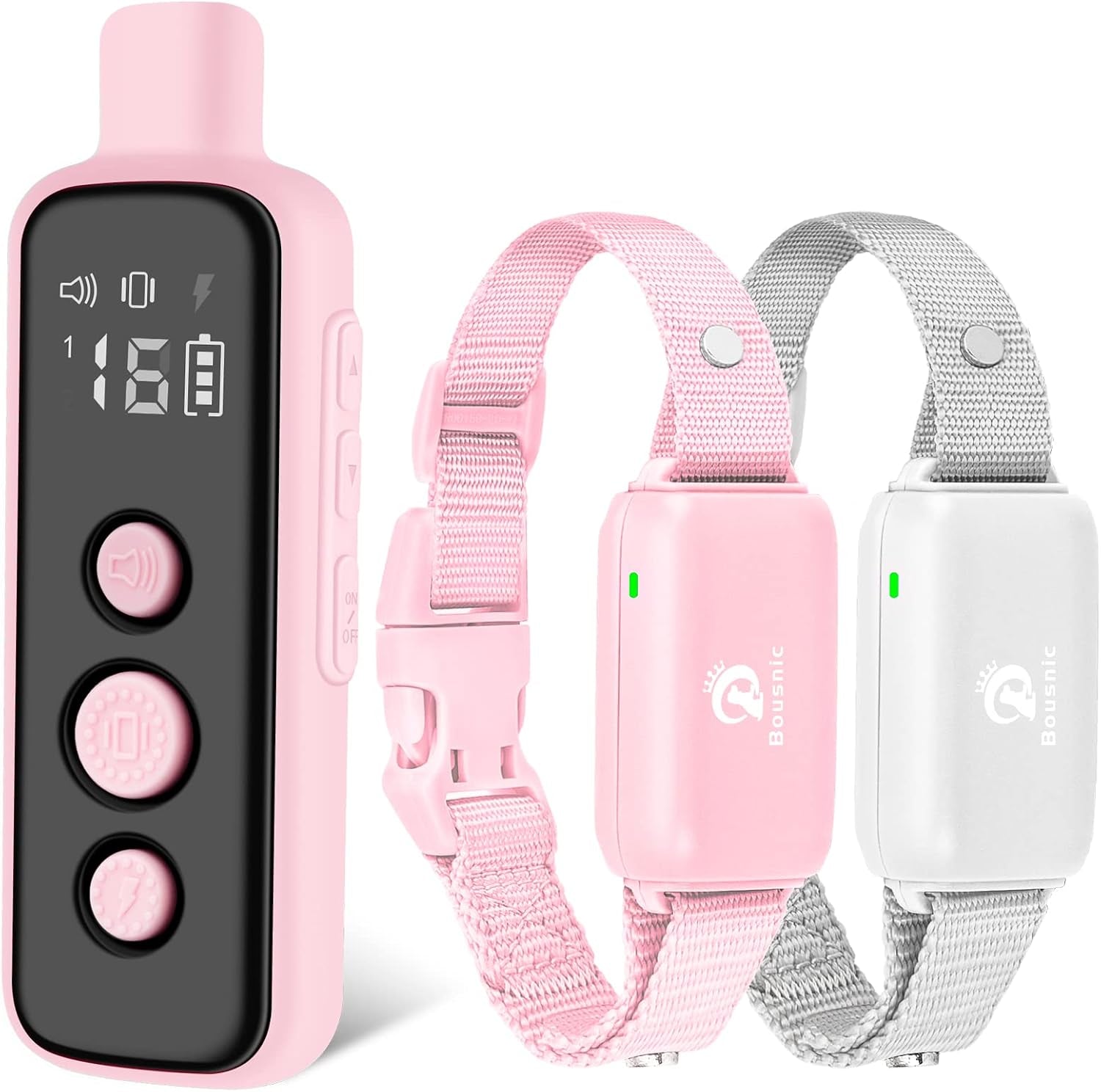 Dog Shock Collar for 2 Dogs - (8-120Lbs) Waterproof Rechargeable Electric Dog Training Collar with Remote for Small Medium Large Dogs with Beep Vibration Safe Shock Modes(Pink)