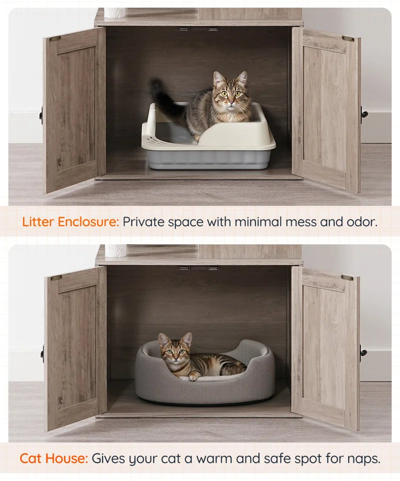Neligh 59.4'' Tall Cat Tree with Litter Box Enclosure