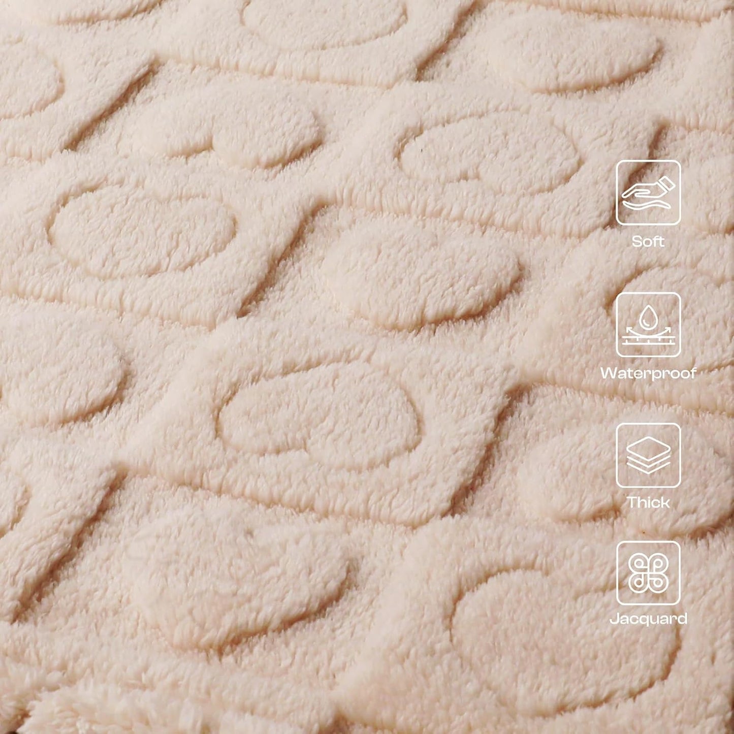 Waterproof Dog Blanket for Medium Large Dogs Washable Bed Couch Protector Soft Fluffy 3D Heart Jacquard Pet Blanket with Sherpa Fleece Cozy Calming Throw Blankets, Beige 85X57 Inch