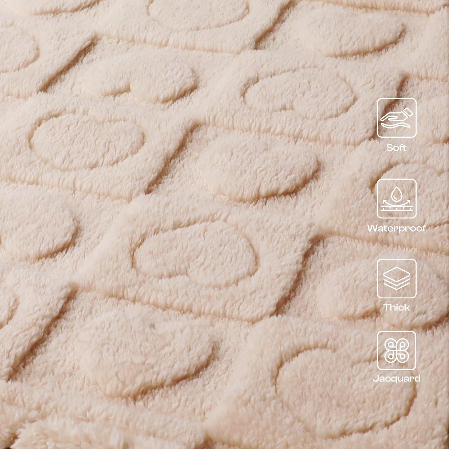 Waterproof Dog Blanket for Medium Large Dogs Washable Bed Couch Protector Soft Fluffy 3D Heart Jacquard Pet Blanket with Sherpa Fleece Cozy Calming Throw Blankets, Beige 85X57 Inch