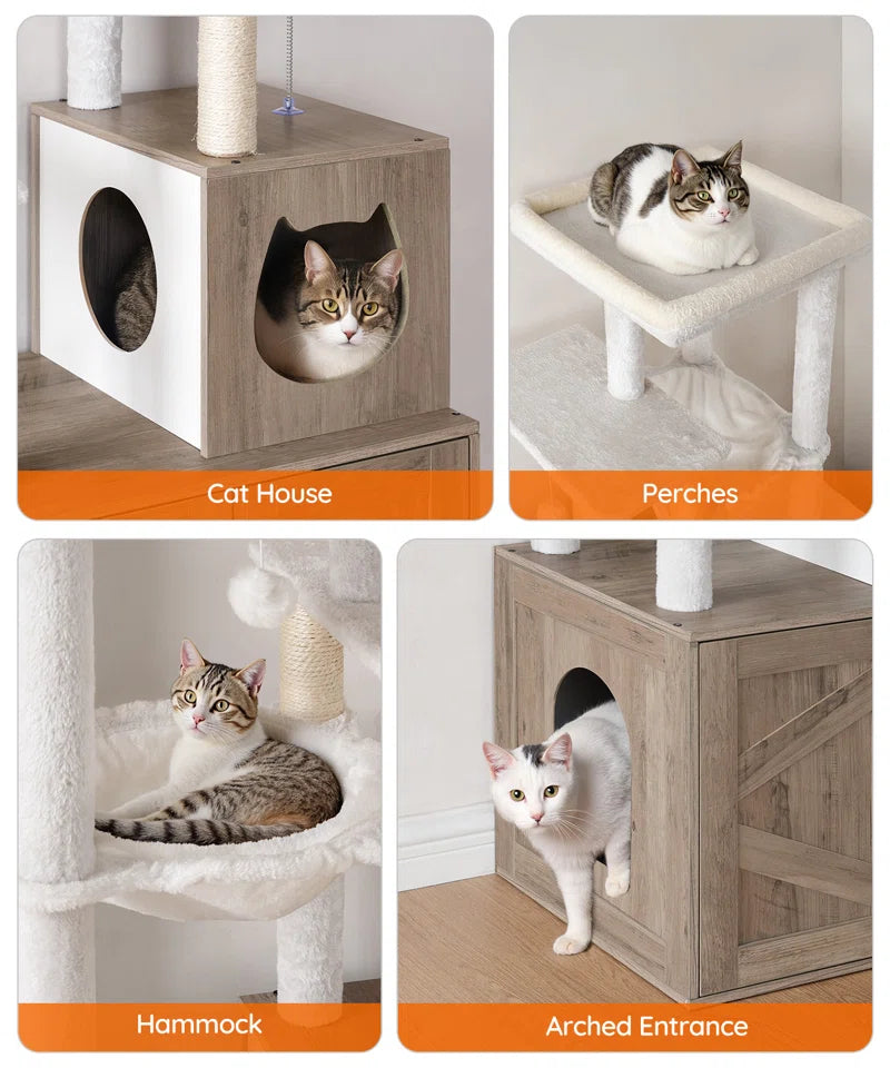 Neligh 59.4'' Tall Cat Tree with Litter Box Enclosure