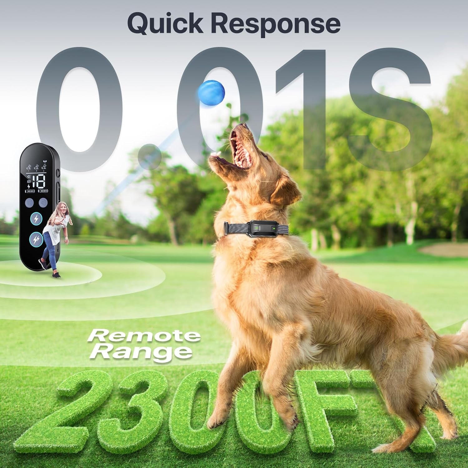 Dog Shock Collar with Remote Control, Dog Training Collar for Large Medium Dogs 40-120Lbs Waterproof, Shock Collar for Dogs with Beep Vibration Security Lock (Matte Black)