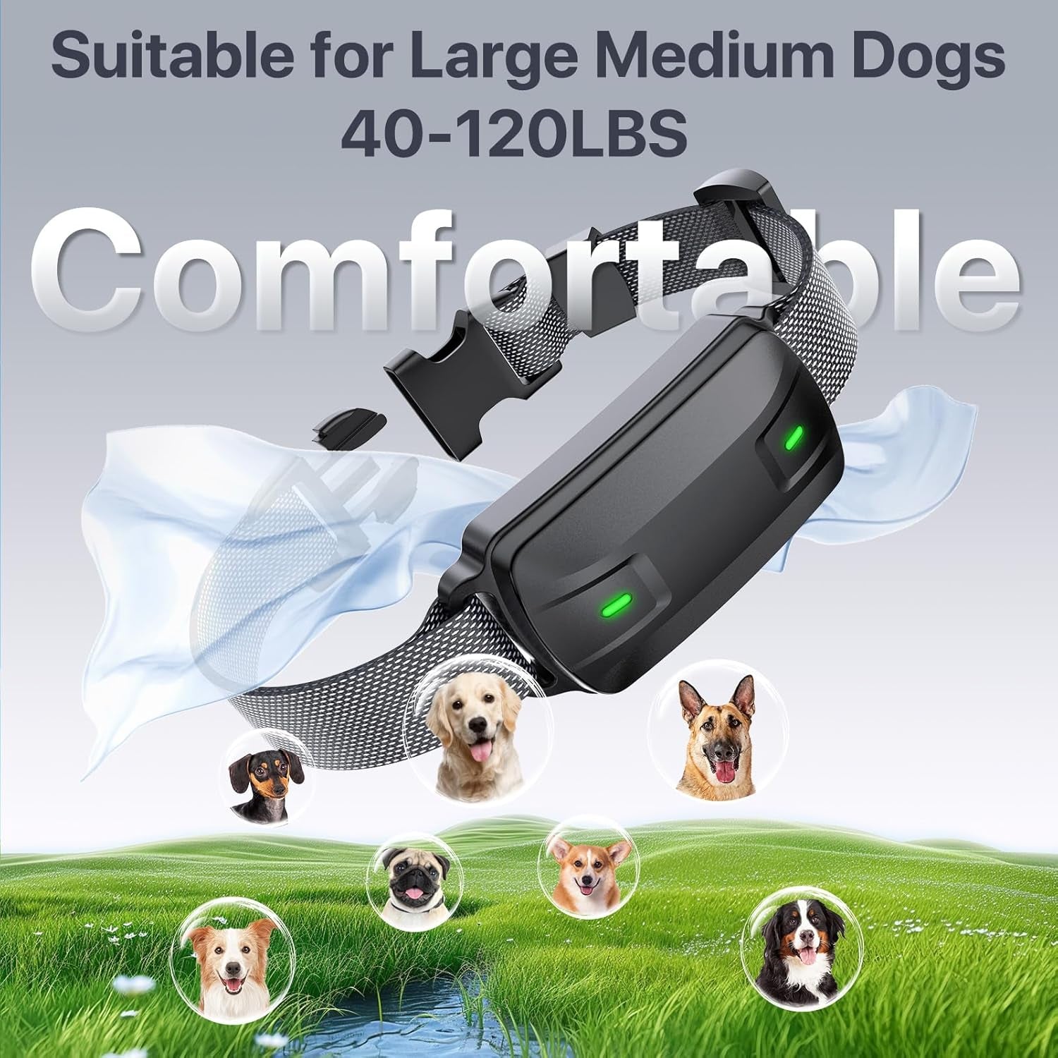 Dog Shock Collar with Remote Control, Dog Training Collar for Large Medium Dogs 40-120Lbs Waterproof, Shock Collar for Dogs with Beep Vibration Security Lock (Matte Black)